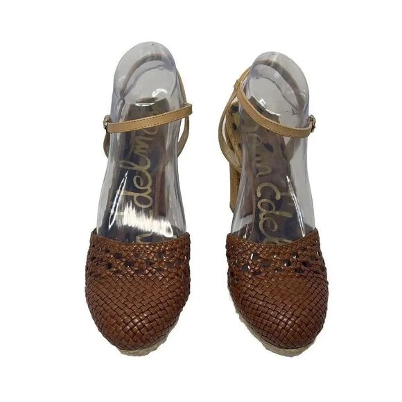 SAM EDELMAN Brown High Heel Cork Ankle Strap Sandals Women’s Size 9.5M - Picture 1 of 8